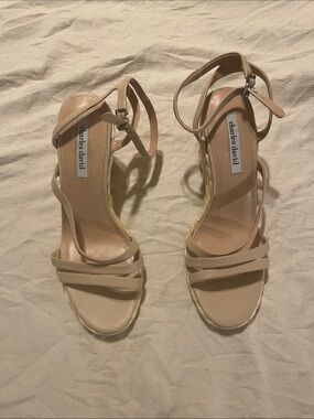 Charles David Nude Strappy Espadrille Wedge Sandals